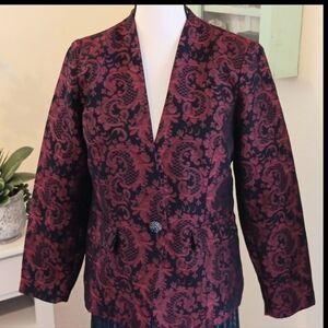 Chico's Black And Red Brocade Jacket